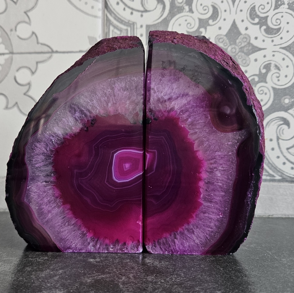 Pink Agate Book Ends